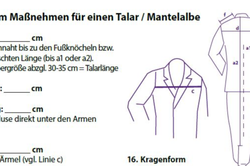 Massanleitung Talar/Albe Fischer Kirchenbedarf