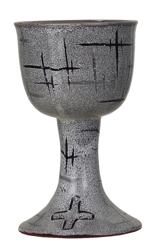 Abendmahlsgerät Nr. 155, Keramik grau/weiss mit Kreuz